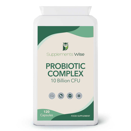 Probiotic Complex 10 Billion CFU | 6 Strains + Prebiotic FOS | 120 Vegan Capsules