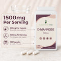 D-Mannose 500mg Capsules | 180 Value Pack | Vegan | UK Made