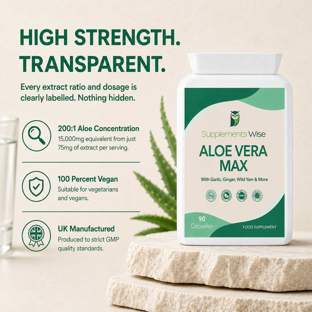 Aloe Vera Complex Capsules | 9 Botanical Extracts | 90 Vegan Capsules