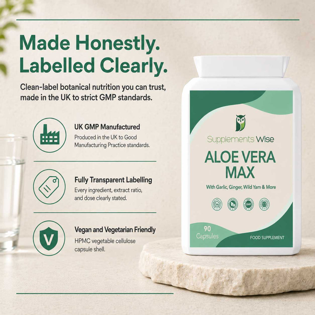 Aloe Vera Complex Capsules | 9 Botanical Extracts | 90 Vegan Capsules