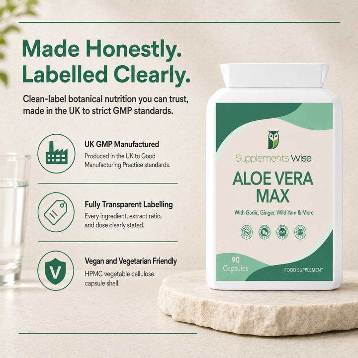 Aloe Vera Complex Capsules | 9 Botanical Extracts | 90 Vegan Capsules