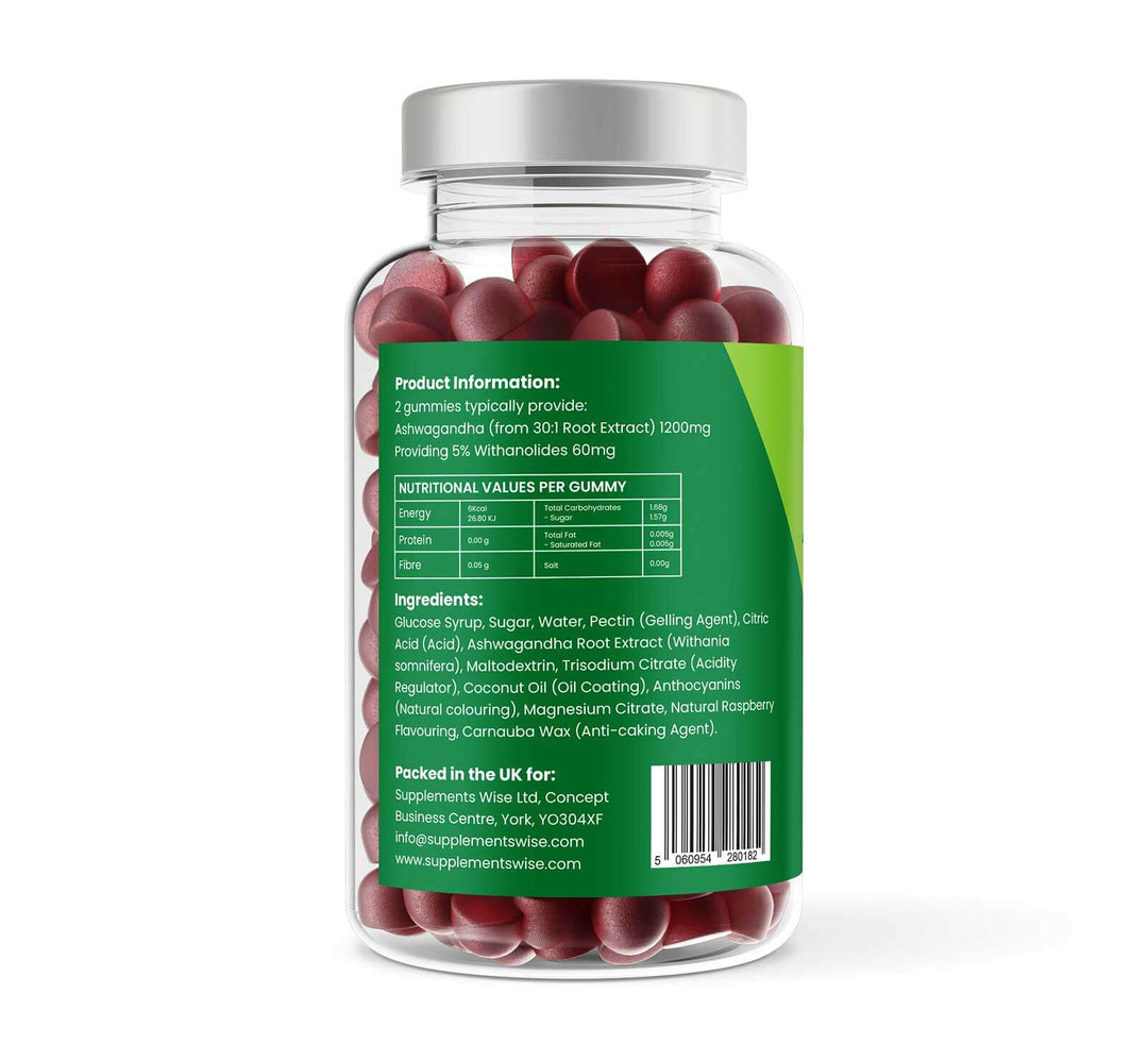 Ashwagandha Gummies 150 x 600mg Natural Raspberry Flavour