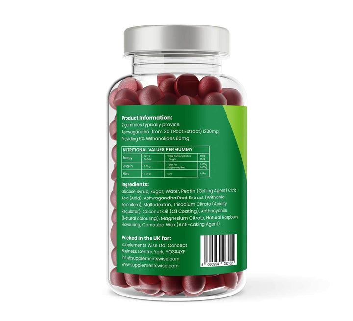 Ashwagandha Gummies 150 x 600mg Natural Raspberry Flavour