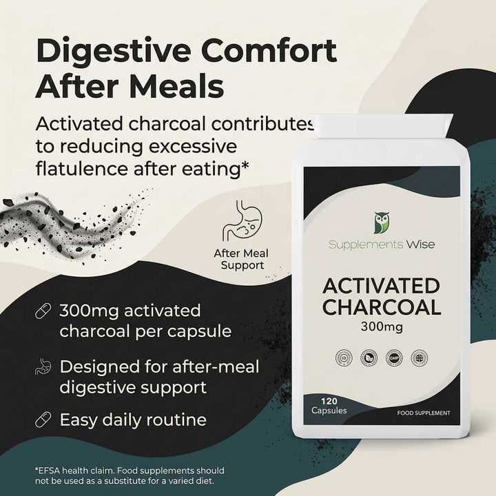 Activated Charcoal Capsules | 120 x 300mg | Vegan | UK Made