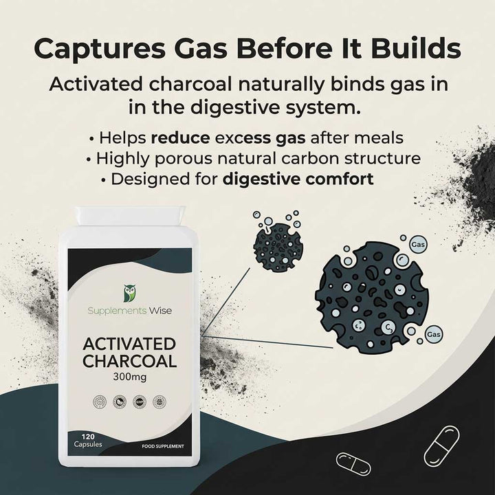 Activated Charcoal Capsules | 120 x 300mg | Vegan | UK Made