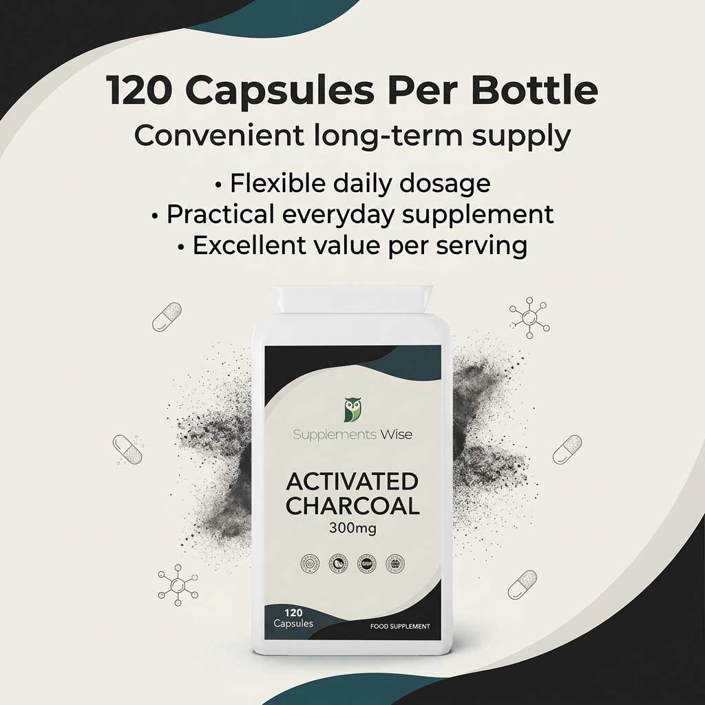 Activated Charcoal Capsules | 120 x 300mg | Vegan | UK Made