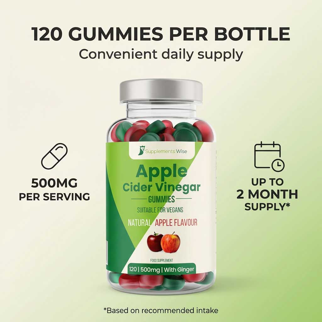 Apple Cider Vinegar Gummies 500mg | With the Mother and Ginger | 120 Gummies