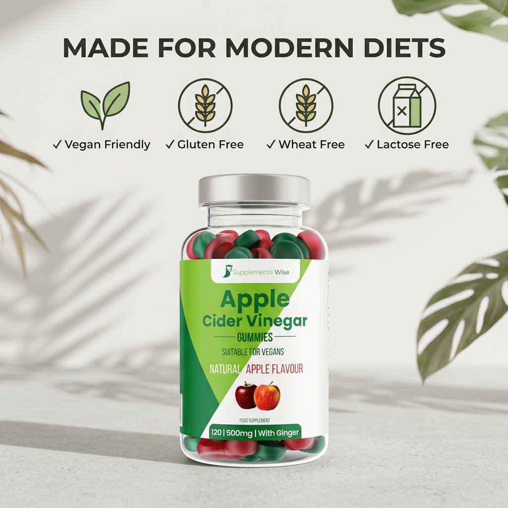 Apple Cider Vinegar Gummies 500mg | With the Mother and Ginger | 120 Gummies