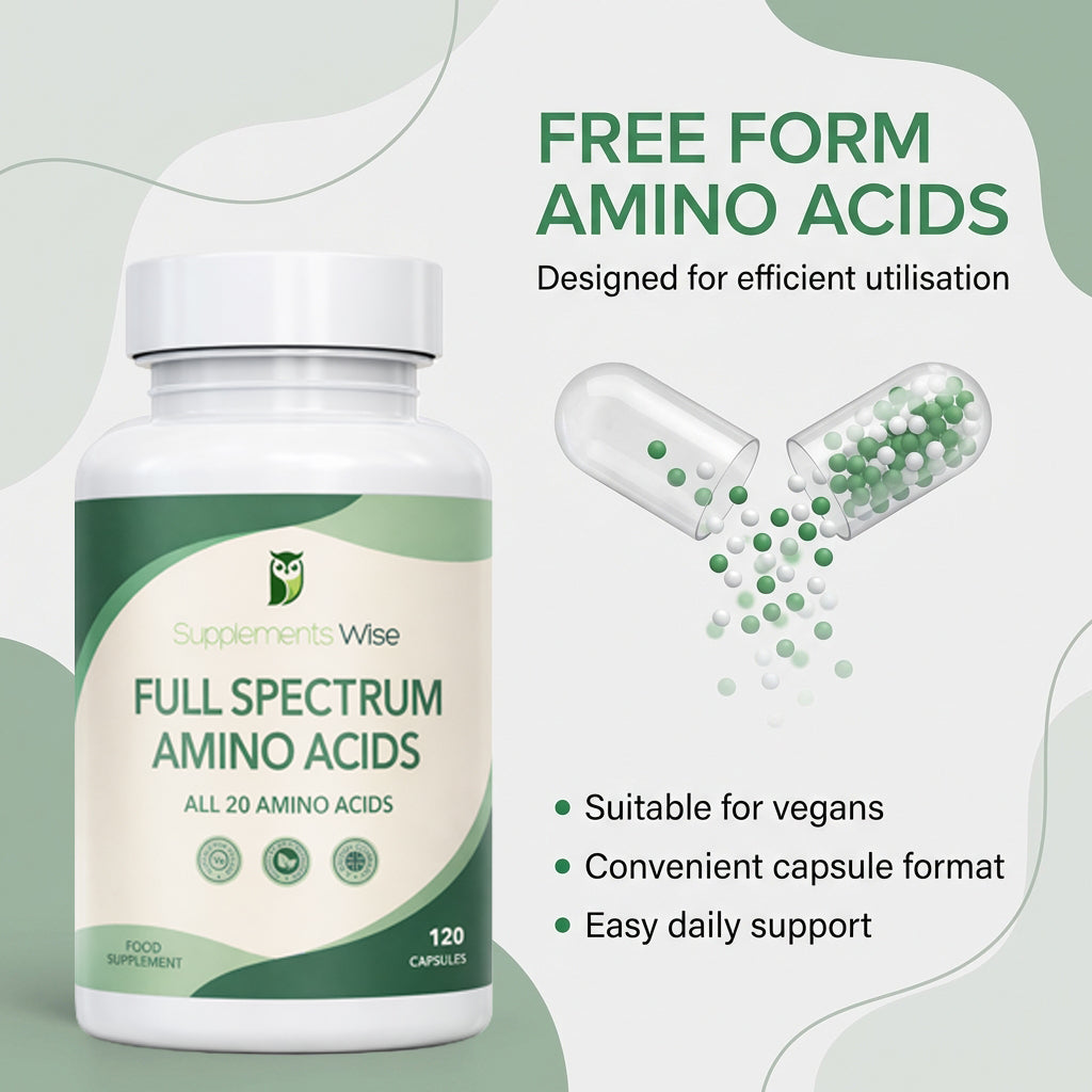 Full Spectrum Amino Acid Complex | All 20 Amino Acids | 120 Vegan Capsules