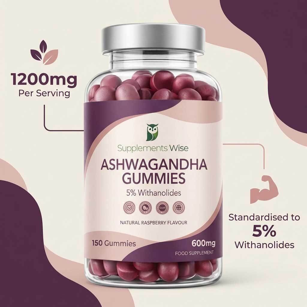 Ashwagandha Gummies 150 x 600mg Natural Raspberry Flavour