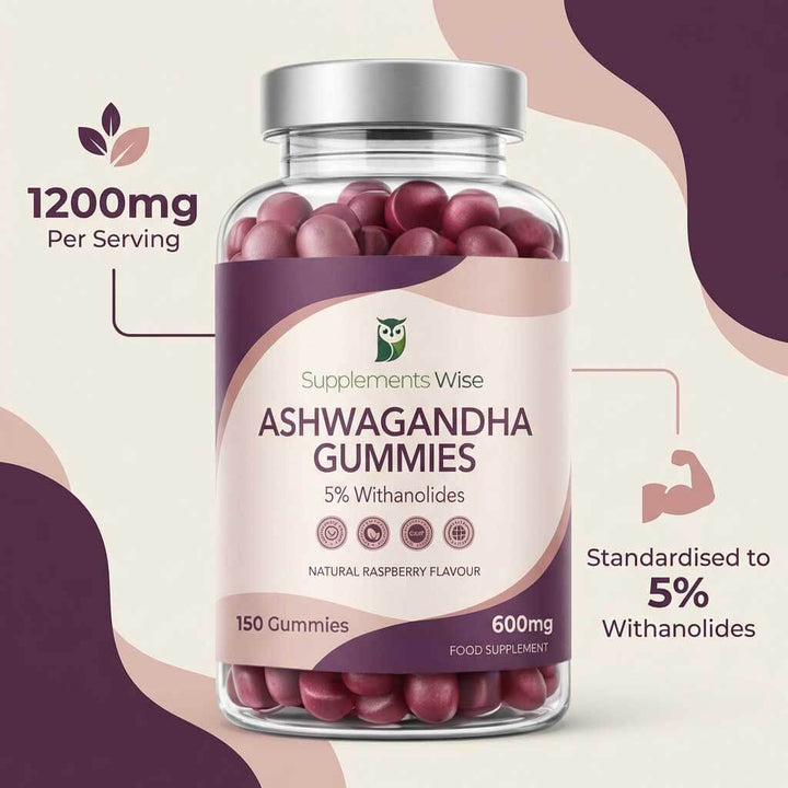 Ashwagandha Gummies 150 x 600mg Natural Raspberry Flavour