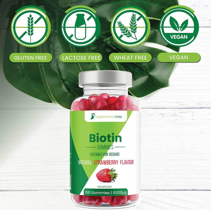 Biotin Gummies 150 x 5000ug Natural Strawberry Flavour