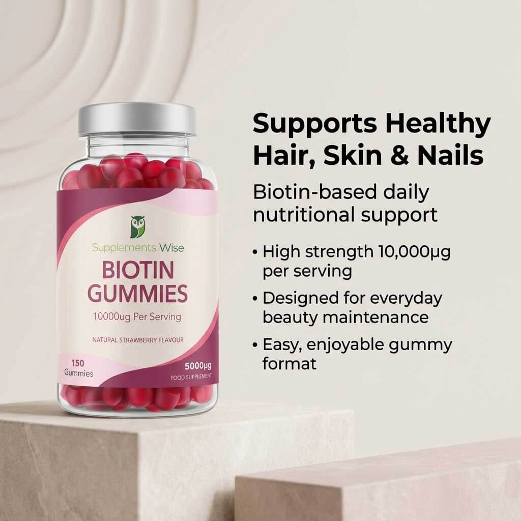 Biotin Gummies 5,000mcg | 150 Gummies | Natural Strawberry | UK Made