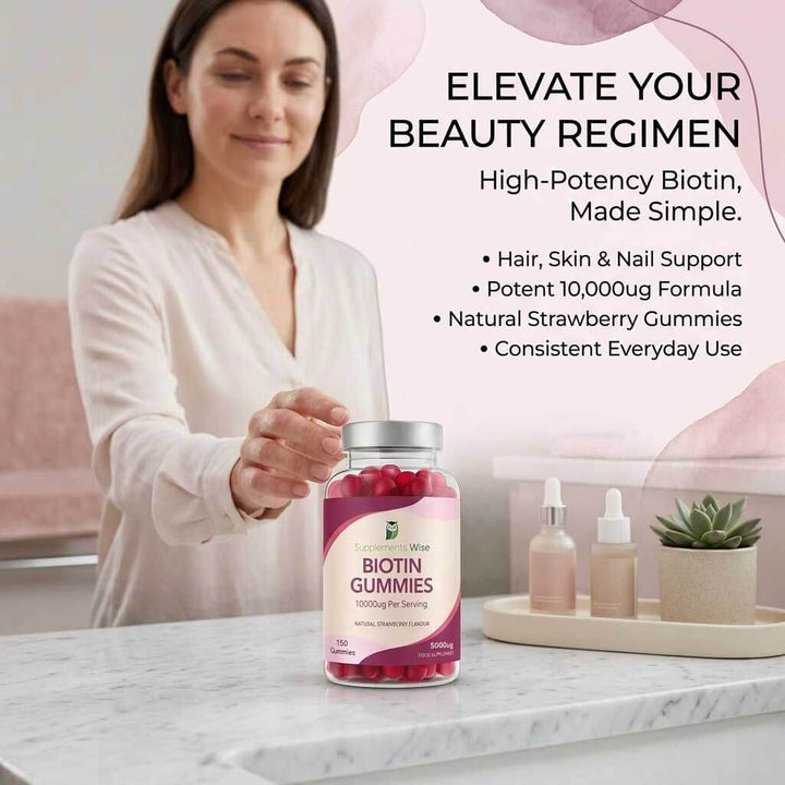 Biotin Gummies 5,000mcg | 150 Gummies | Natural Strawberry | UK Made