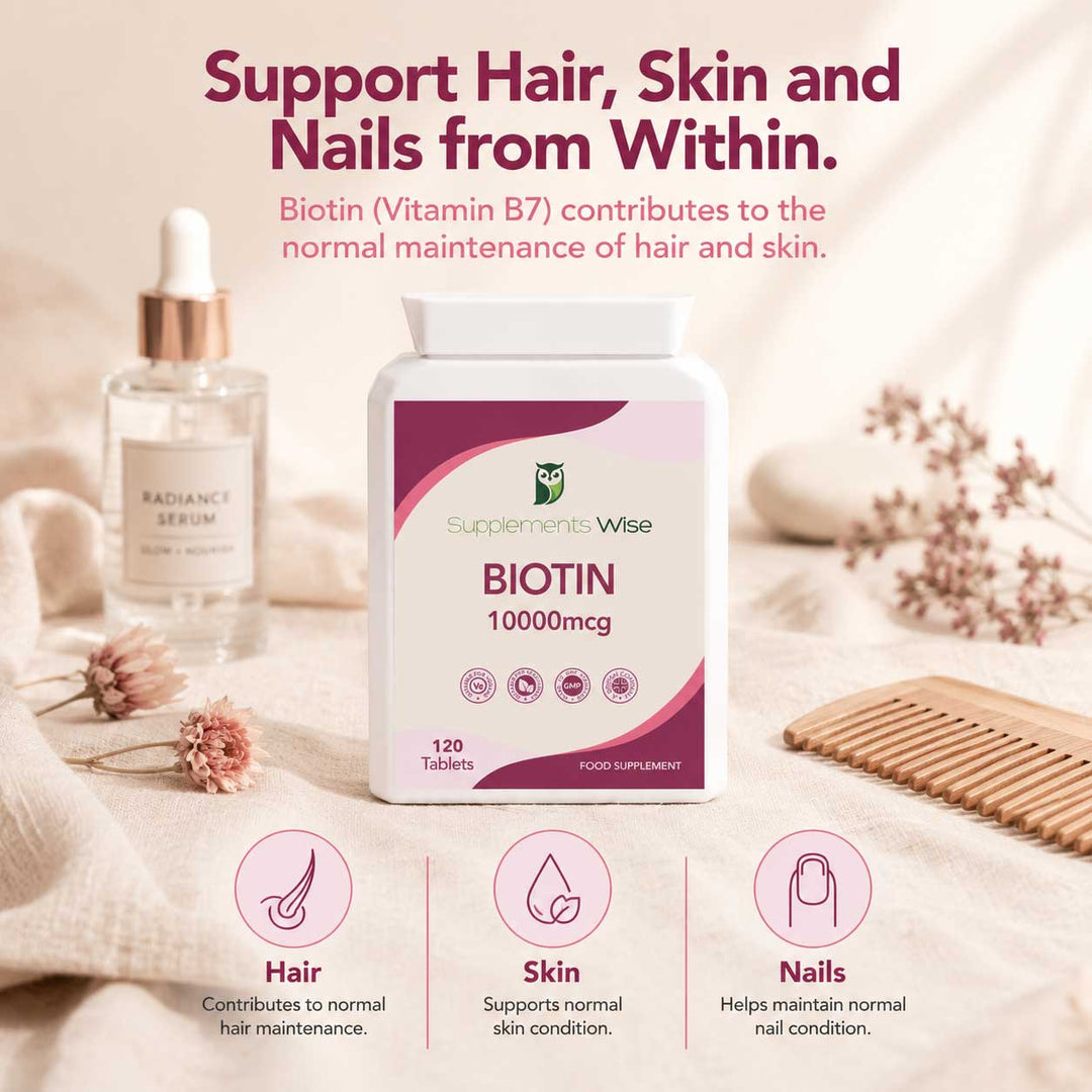 Biotin 10,000mcg Tablets | 120 Vegan Tablets | 4-Month Supply | UK Made