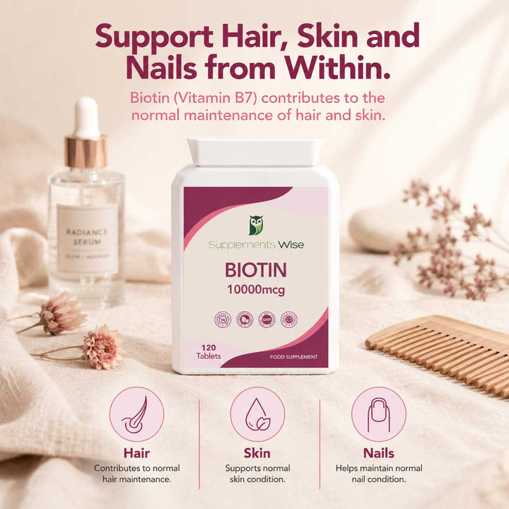 Biotin 10,000mcg Tablets | 120 Vegan Tablets | 4-Month Supply | UK Made