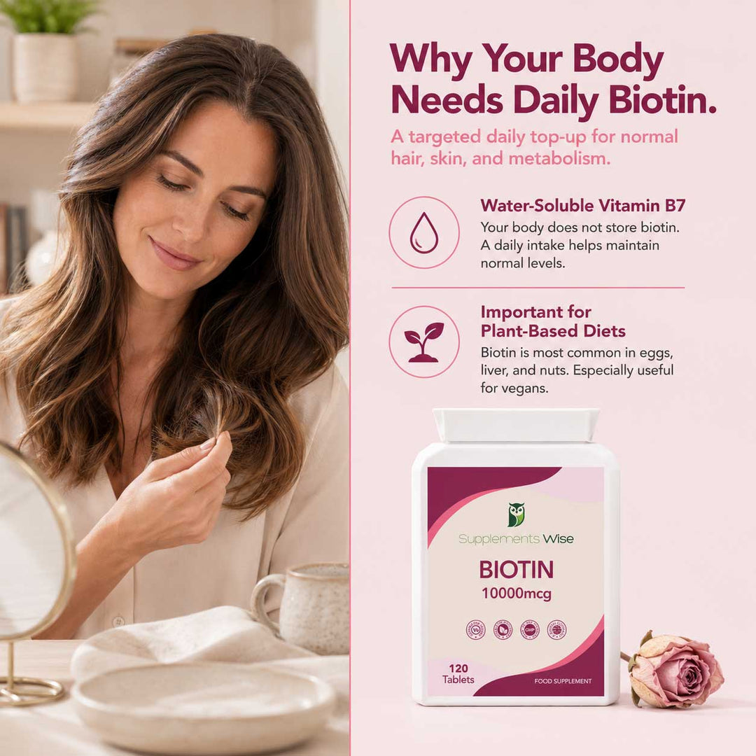 Biotin 10,000mcg Tablets | 120 Vegan Tablets | 4-Month Supply | UK Made
