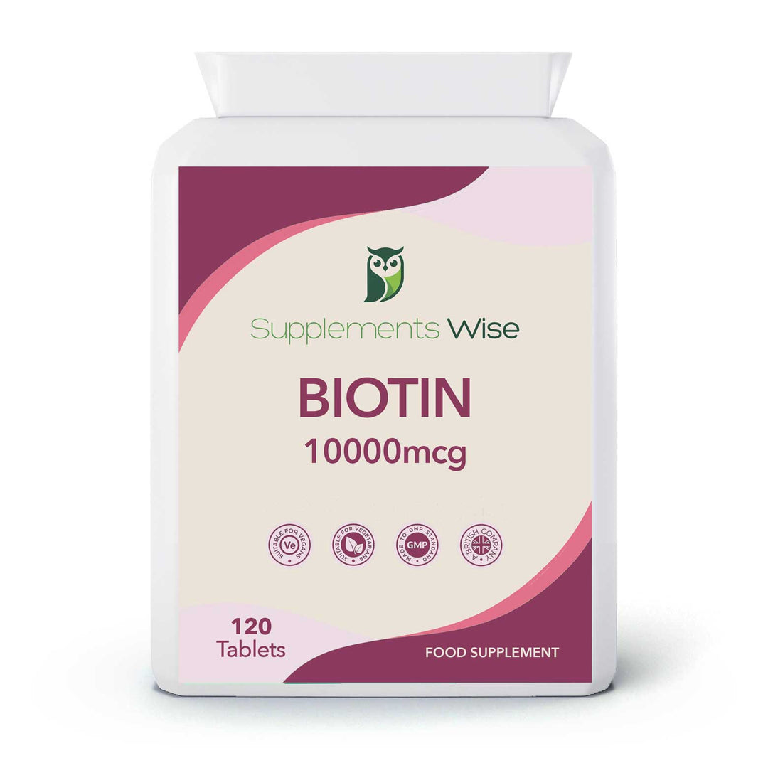 Biotin 10,000mcg Tablets | 120 Vegan Tablets | 4-Month Supply | UK Made