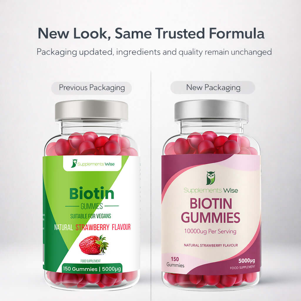 Biotin Gummies 5,000mcg | 150 Gummies | Natural Strawberry | UK Made