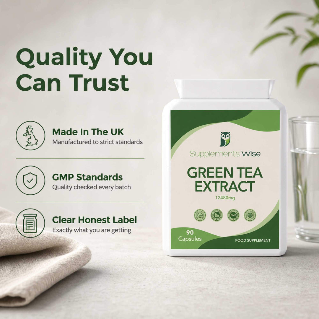 Green Tea Extract quality: made in the UK to GMP standards with a clear, honest label