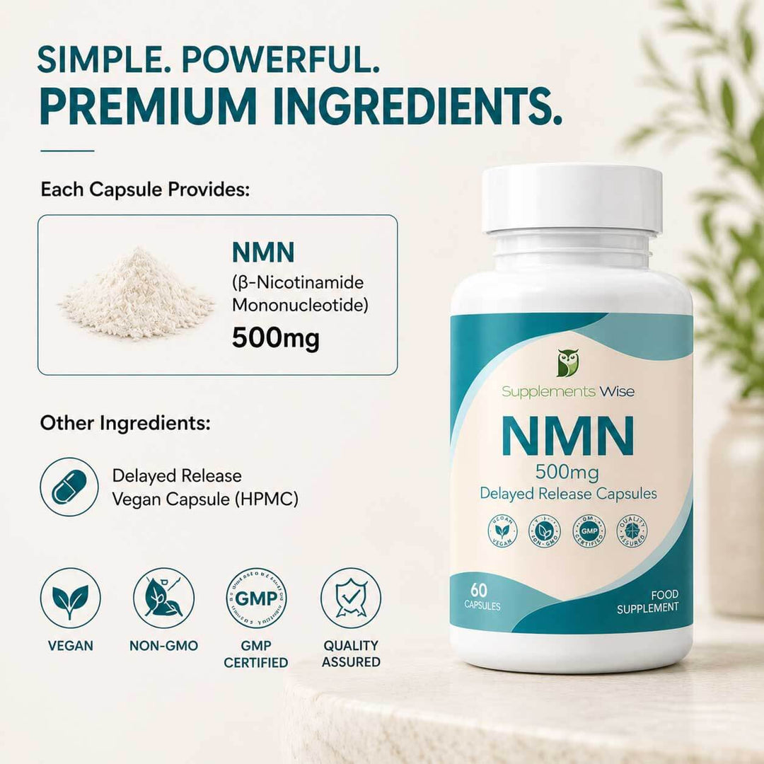 NMN 500mg Capsules | 60 Delayed Release Vegan Capsules | UK Made