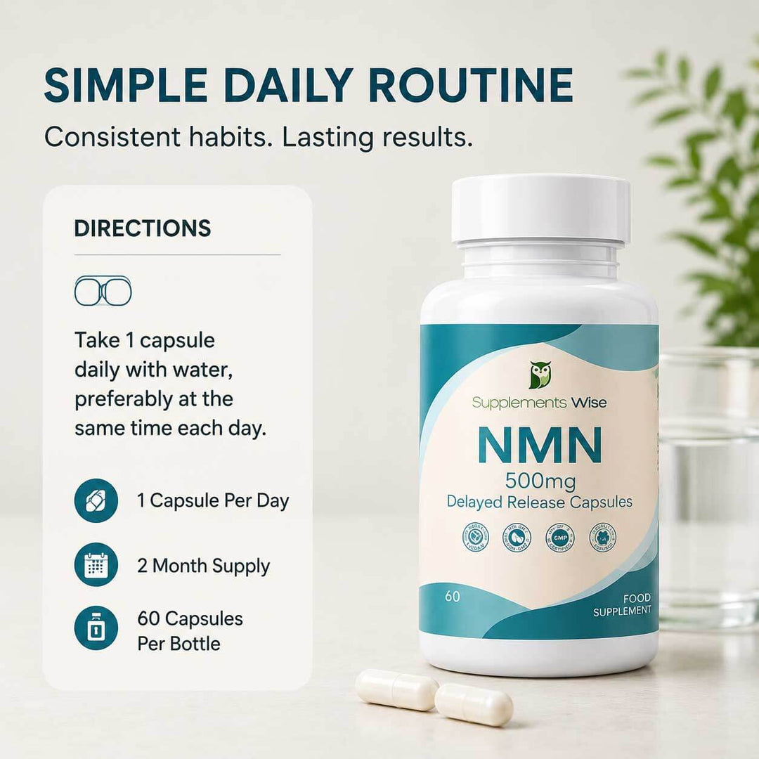 NMN 500mg Capsules | 60 Delayed Release Vegan Capsules | UK Made