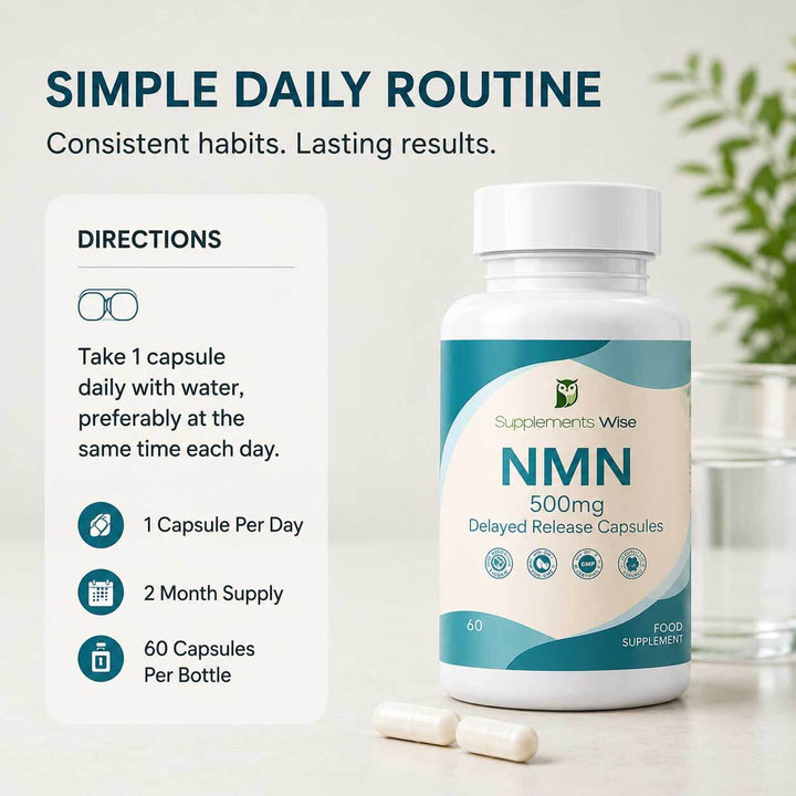 NMN 500mg Capsules | 60 Delayed Release Vegan Capsules | UK Made