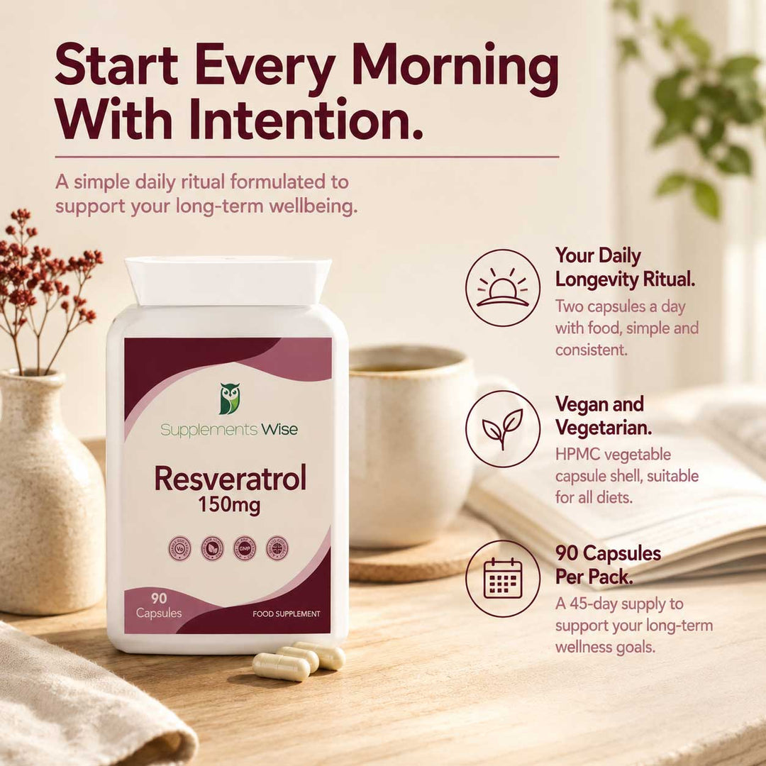 Resveratrol Capsules 150mg | 90 Capsules | Trans-Resveratrol