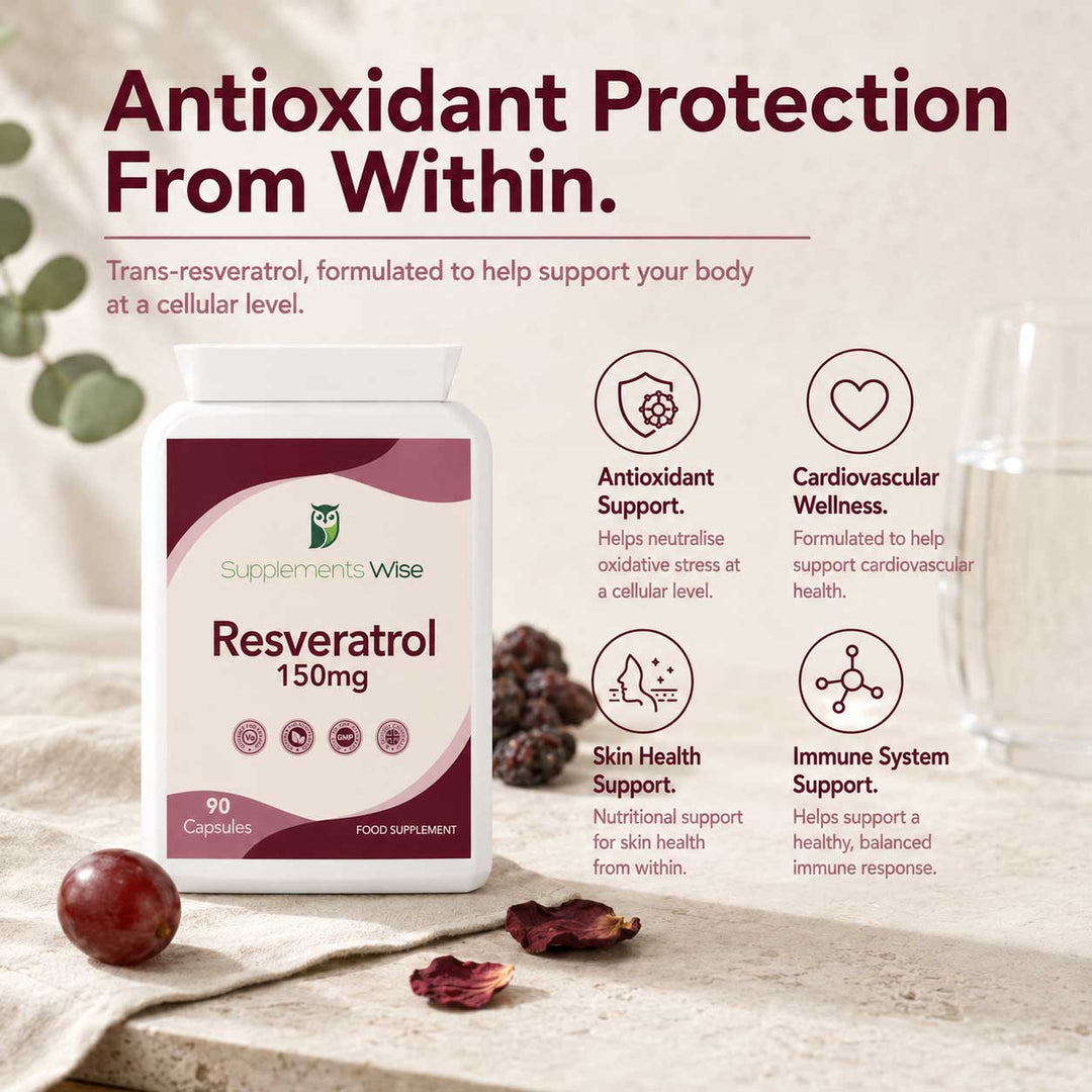 Resveratrol Capsules 150mg | 90 Capsules | Trans-Resveratrol