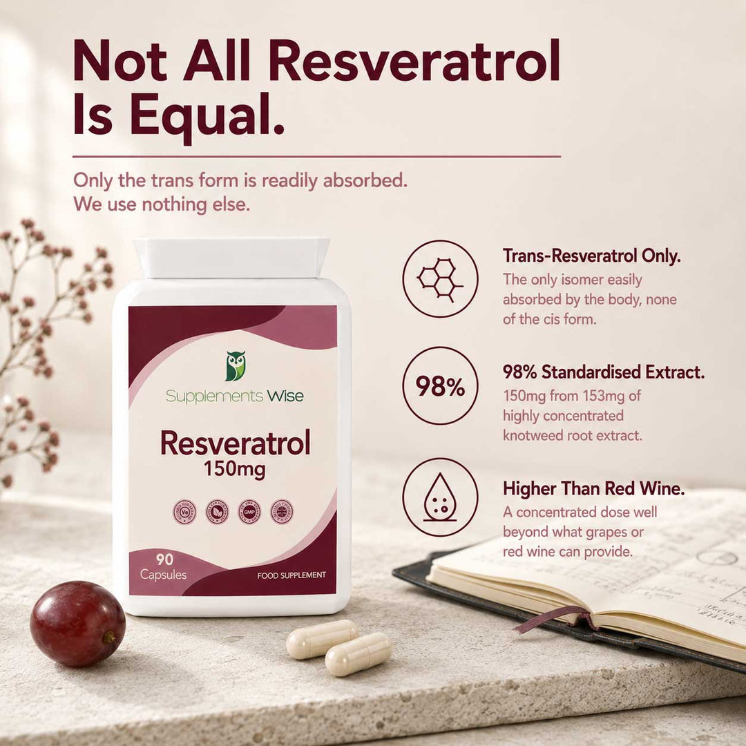 Resveratrol Capsules 150mg | 90 Capsules | Trans-Resveratrol