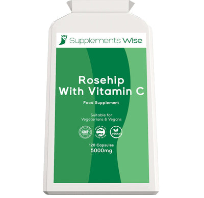 Rosehip Extract Capsules 5000mg with Vitamin C 120 Vegan Capsules UK Made