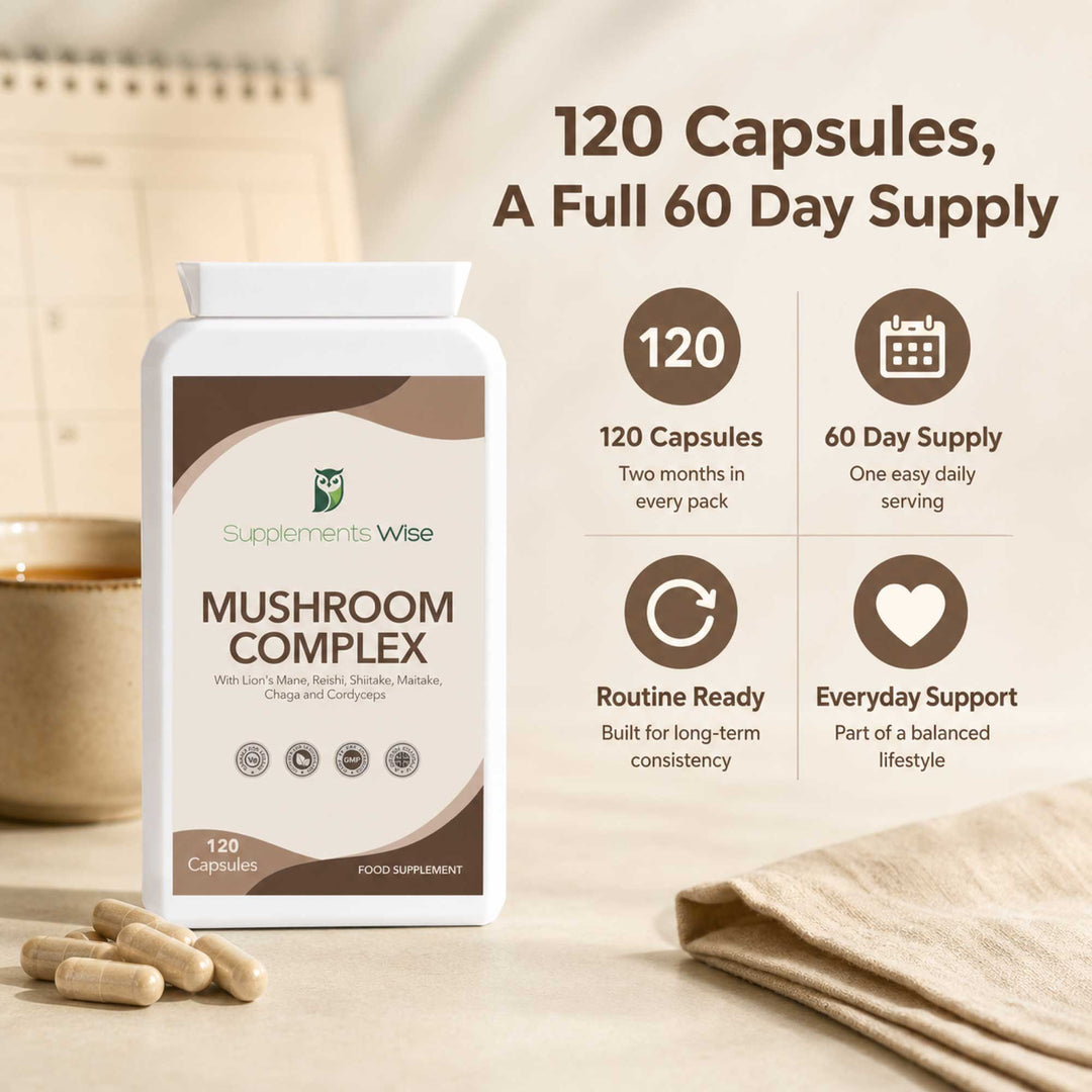 Mushroom Complex Capsules | Lions Mane, Reishi, Chaga, Cordyceps & More | 120 Pack