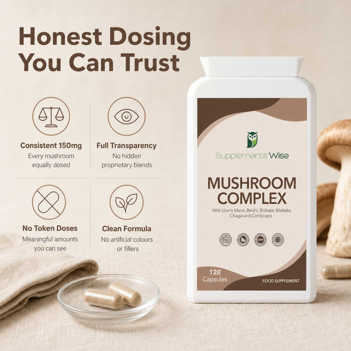 Mushroom Complex Capsules | Lions Mane, Reishi, Chaga, Cordyceps & More | 120 Pack