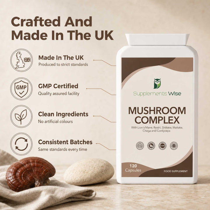 Mushroom Complex Capsules | Lions Mane, Reishi, Chaga, Cordyceps & More | 120 Pack