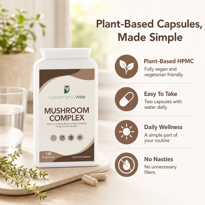 Mushroom Complex Capsules | Lions Mane, Reishi, Chaga, Cordyceps & More | 120 Pack