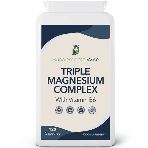 Triple Magnesium Complex 120 Capsules | 3 Forms with Vitamin B6 | UK Made