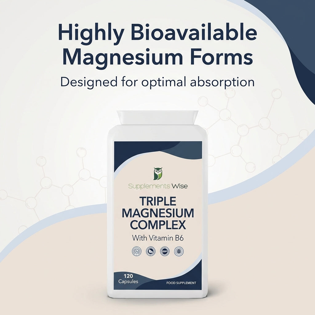 Triple Magnesium Complex 120 Capsules | Daily Magnesium Supplement | UK Made