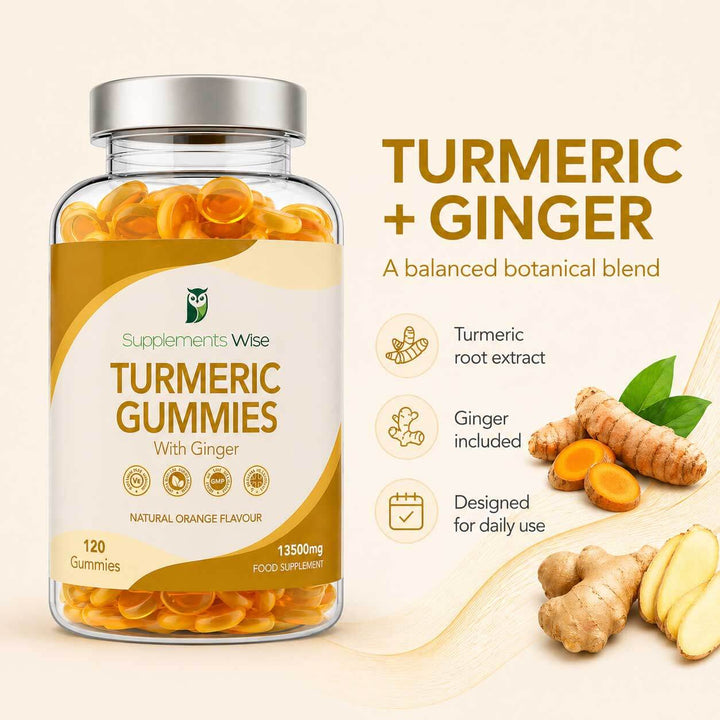 Turmeric and Ginger Gummies | 120 | Natural Orange Flavour