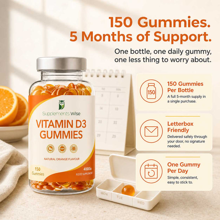 Vitamin D3 Gummies 150 x 4000iu Natural Orange Flavour