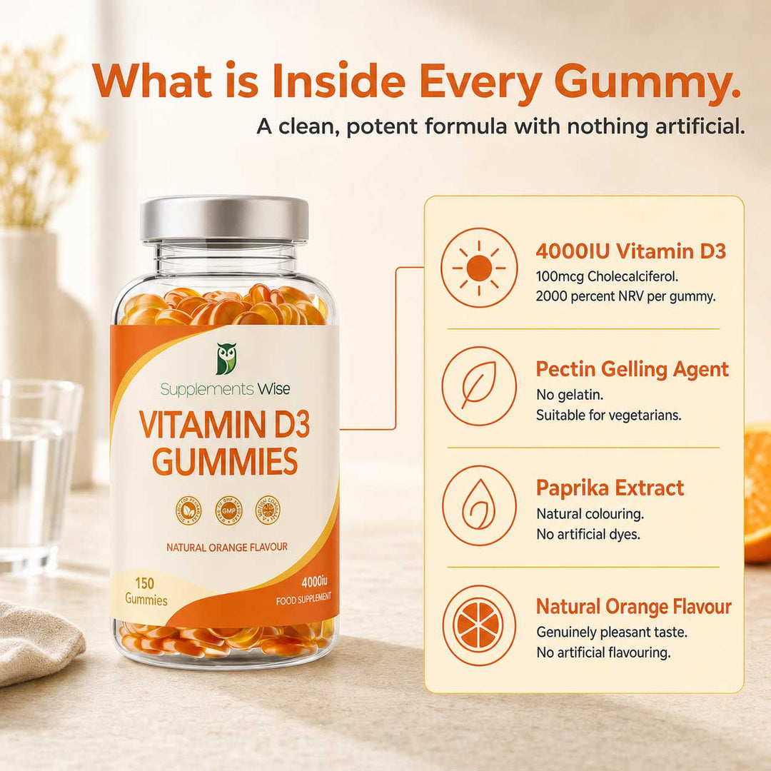 Vitamin D3 Gummies 150 x 4000iu Natural Orange Flavour